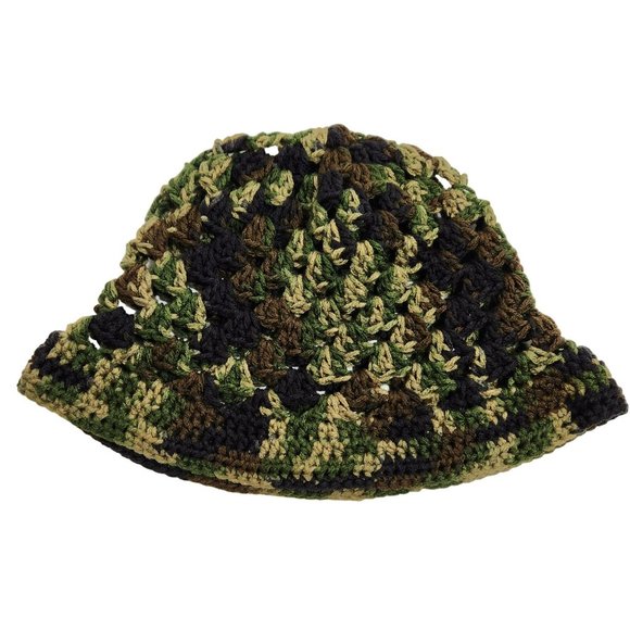 Bucket Hat granny handknit colorful camo earthy - Picture 7 of 8
